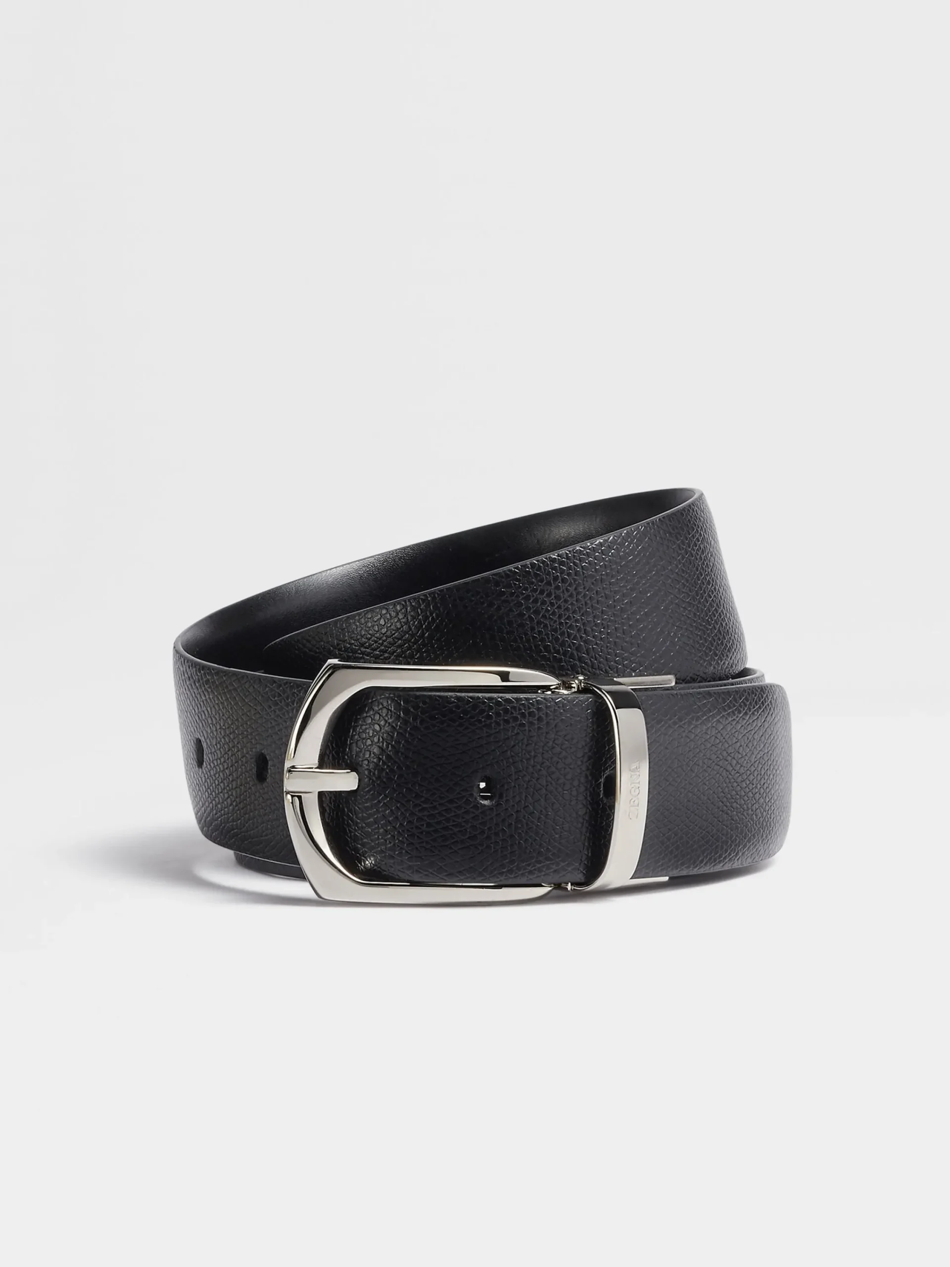 Belts>ZEGNA Reversible Leather Belt Black
