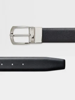Belts>ZEGNA Reversible Leather Belt Black
