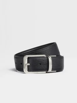 Belts>ZEGNA Reversible Leather Belt Black