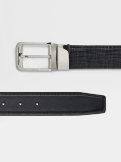 Belts>ZEGNA Reversible Leather Belt Black
