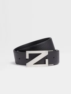 Belts>ZEGNA Reversible Leather Belt Black