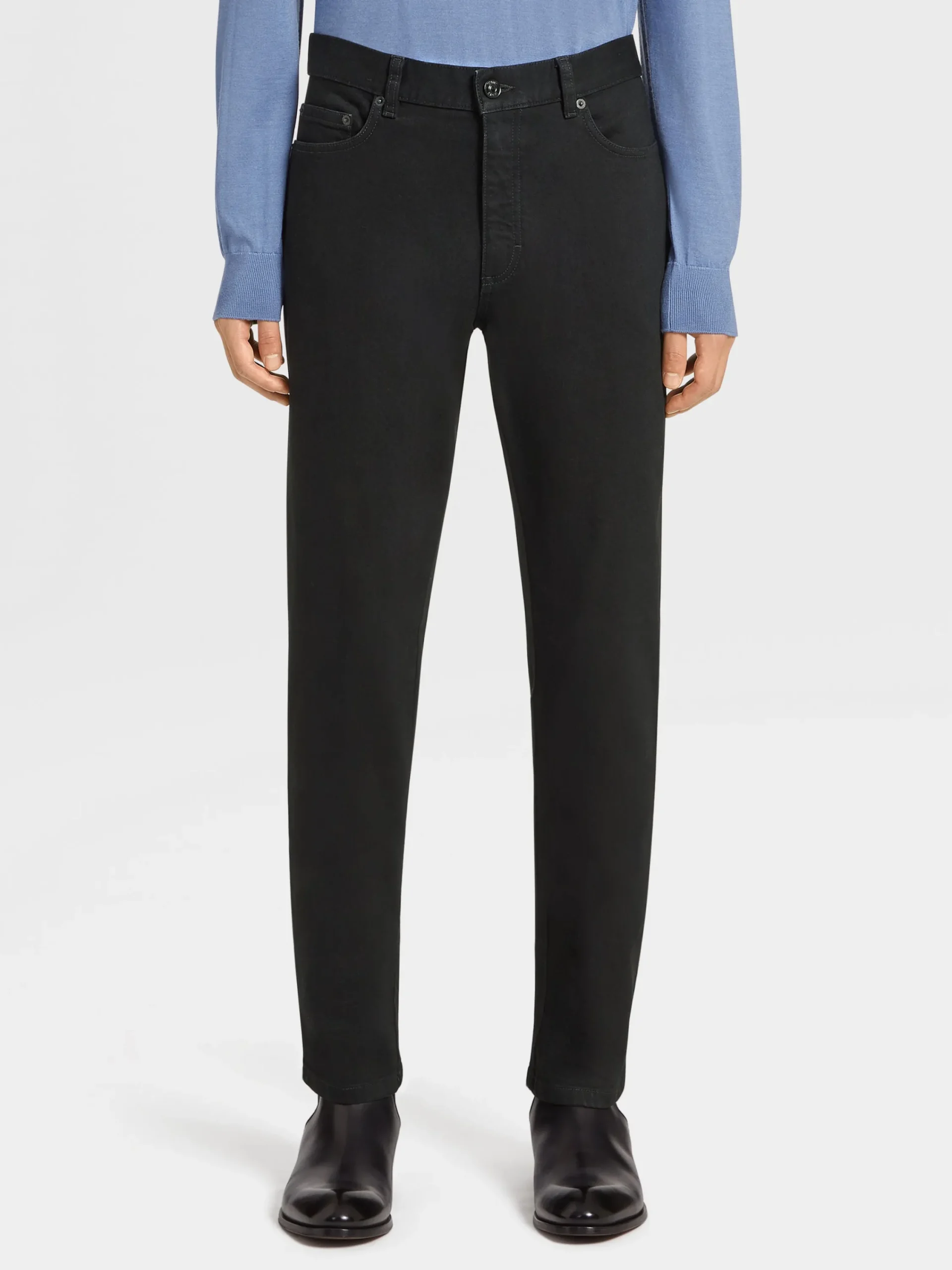 Jeans>ZEGNA Rinse-washed Cotton Roccia Jeans Black