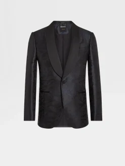 Blazers>ZEGNA Silk Evening Jacket Black