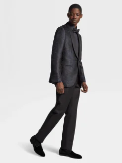 Blazers>ZEGNA Silk Evening Jacket Black