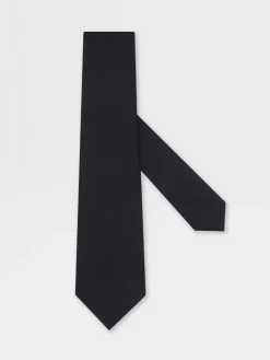 Ties And Bow Ties>ZEGNA Silk Tie Black