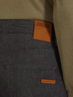 Jeans>ZEGNA Stretch Cotton and Cashmere Roccia Jeans Black