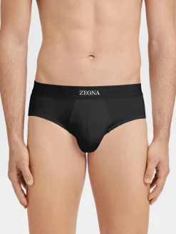Underwear And Socks|Underwear And Socks>ZEGNA Stretch Cotton Midi Brief Black