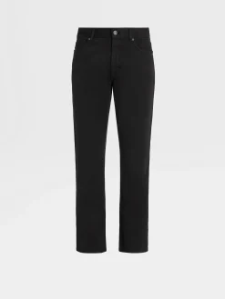 Jeans>ZEGNA Stretch Cotton Roccia Jeans Black