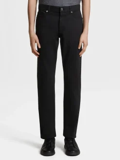 Jeans>ZEGNA Stretch Cotton Roccia Jeans Black