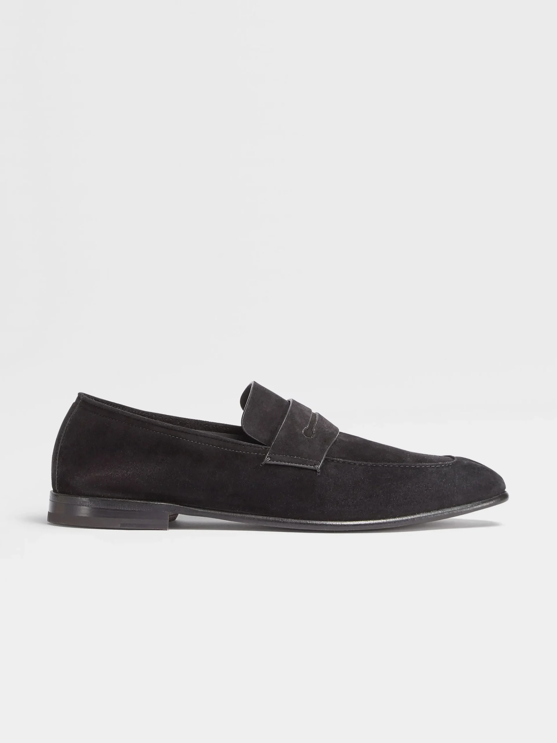 Loafers>ZEGNA Suede L'Asola Loafers Black