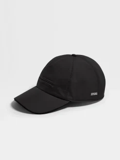 Gloves, Scarves And Hats>ZEGNA Technical Fabric Baseball Cap Black