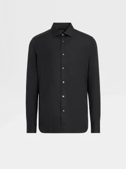 Shirts>ZEGNA Trofeo™ Comfort Cotton Shirt Black