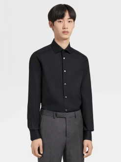 Shirts>ZEGNA Trofeo™ Comfort Cotton Shirt Black