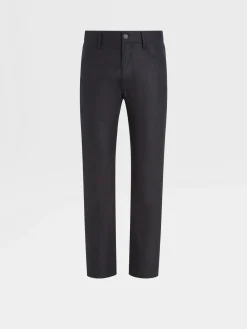 Jeans>ZEGNA Wool and Cashmere Roccia Pants Black