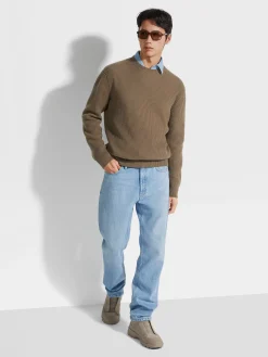Shirts>ZEGNA Bleached Cotton Denim Shirt LightBlue