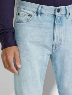 Jeans>ZEGNA Bleached Cotton Roccia Jeans Blue