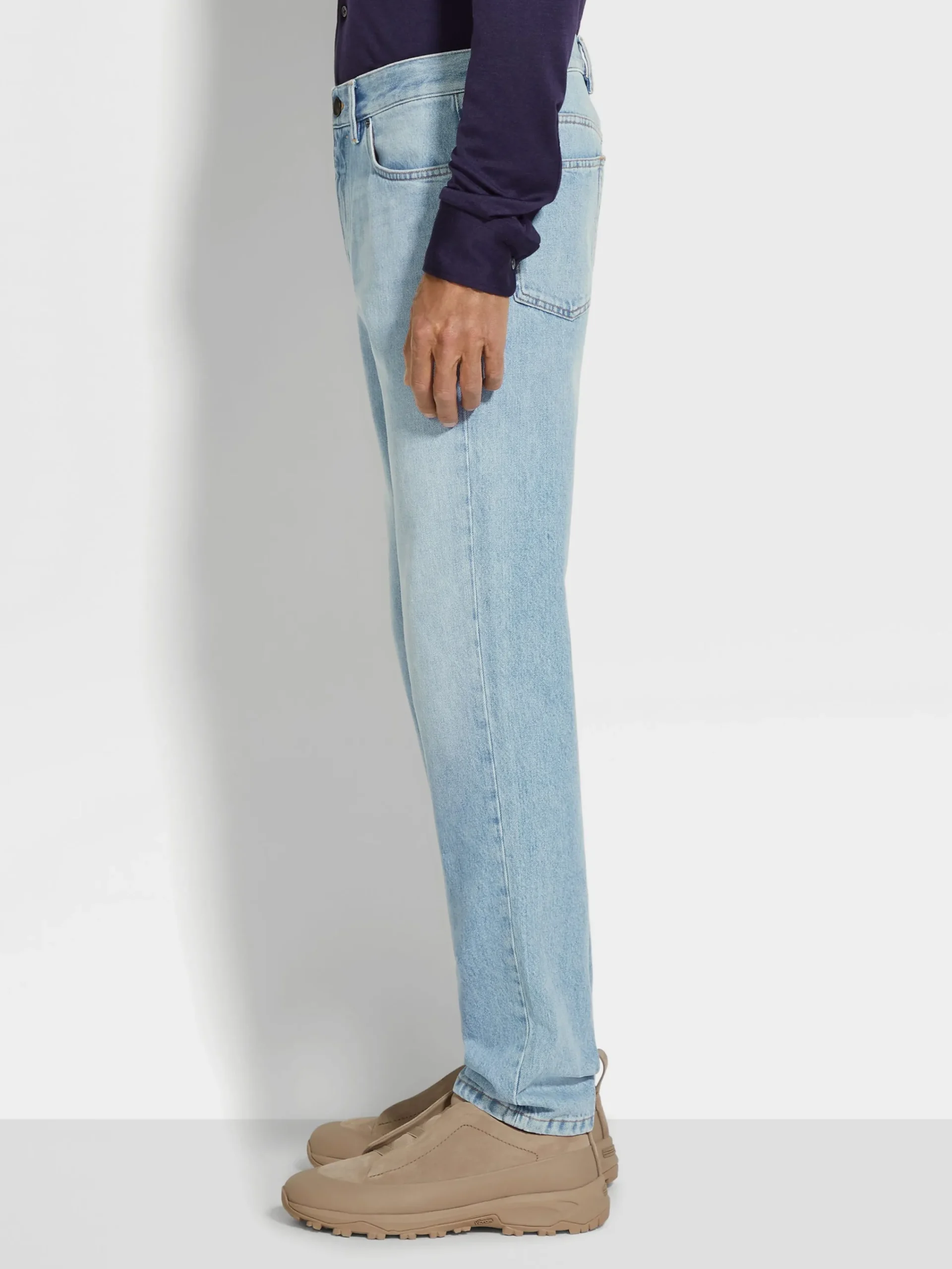 Jeans>ZEGNA Bleached Cotton Roccia Jeans Blue