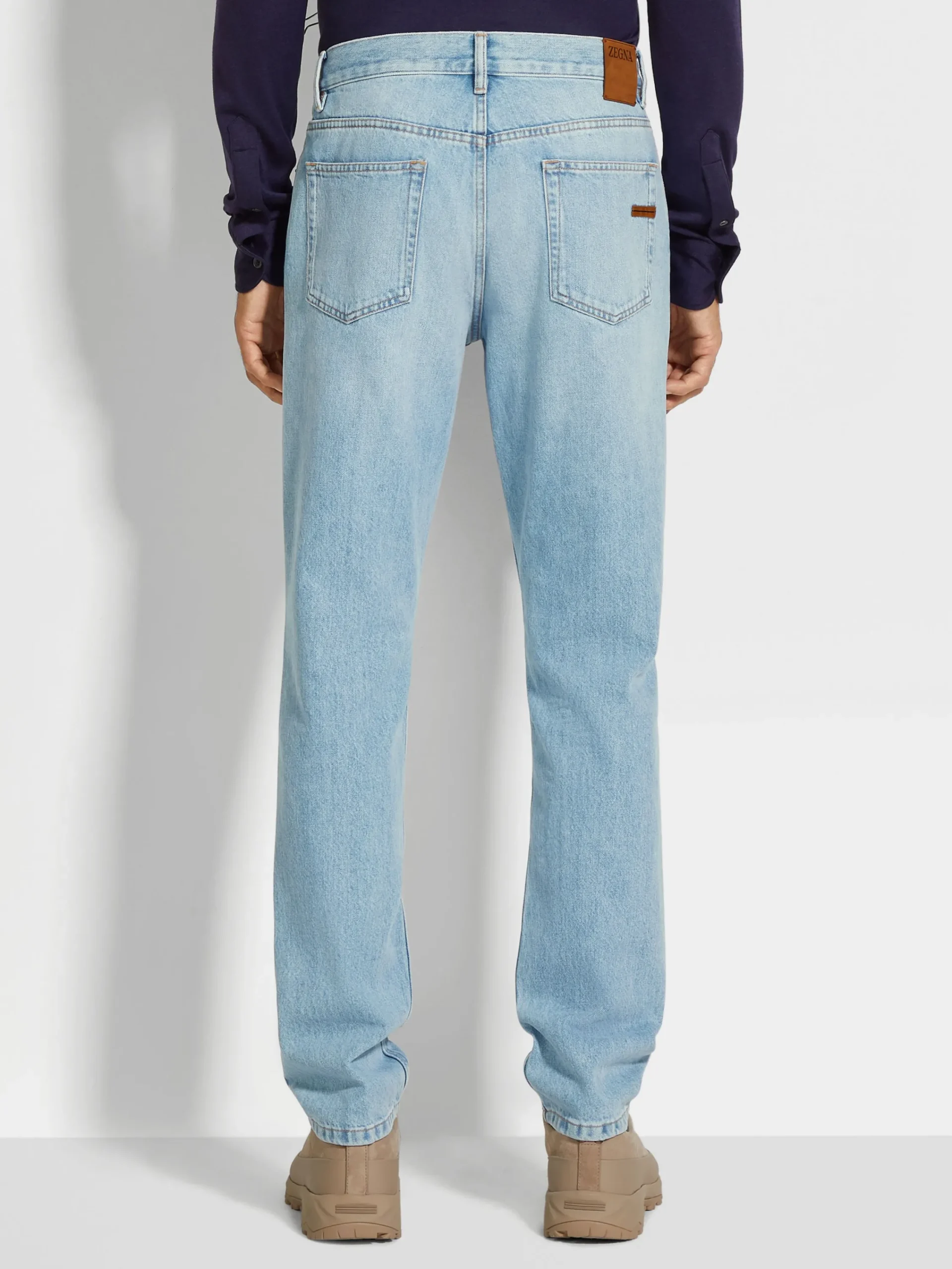 Jeans>ZEGNA Bleached Cotton Roccia Jeans Blue