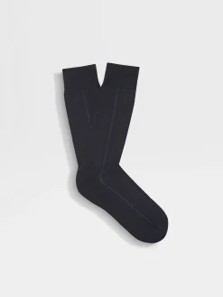 Underwear And Socks|Underwear And Socks>ZEGNA Cotton Blend Socks Blue