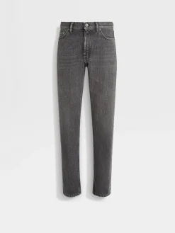 Jeans>ZEGNA Stone-washed Cotton Roccia Jeans Blue