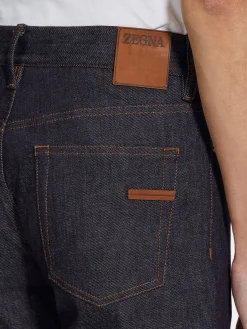 Jeans>ZEGNA Stretch Cotton and Cashmere Roccia Jeans Blue