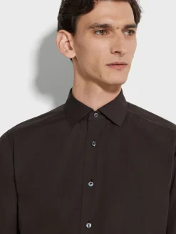 Shirts>ZEGNA Centoventimila Cotton Shirt Brown