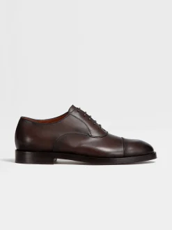Lace Ups>ZEGNA Leather Torino Oxford Shoes Brown
