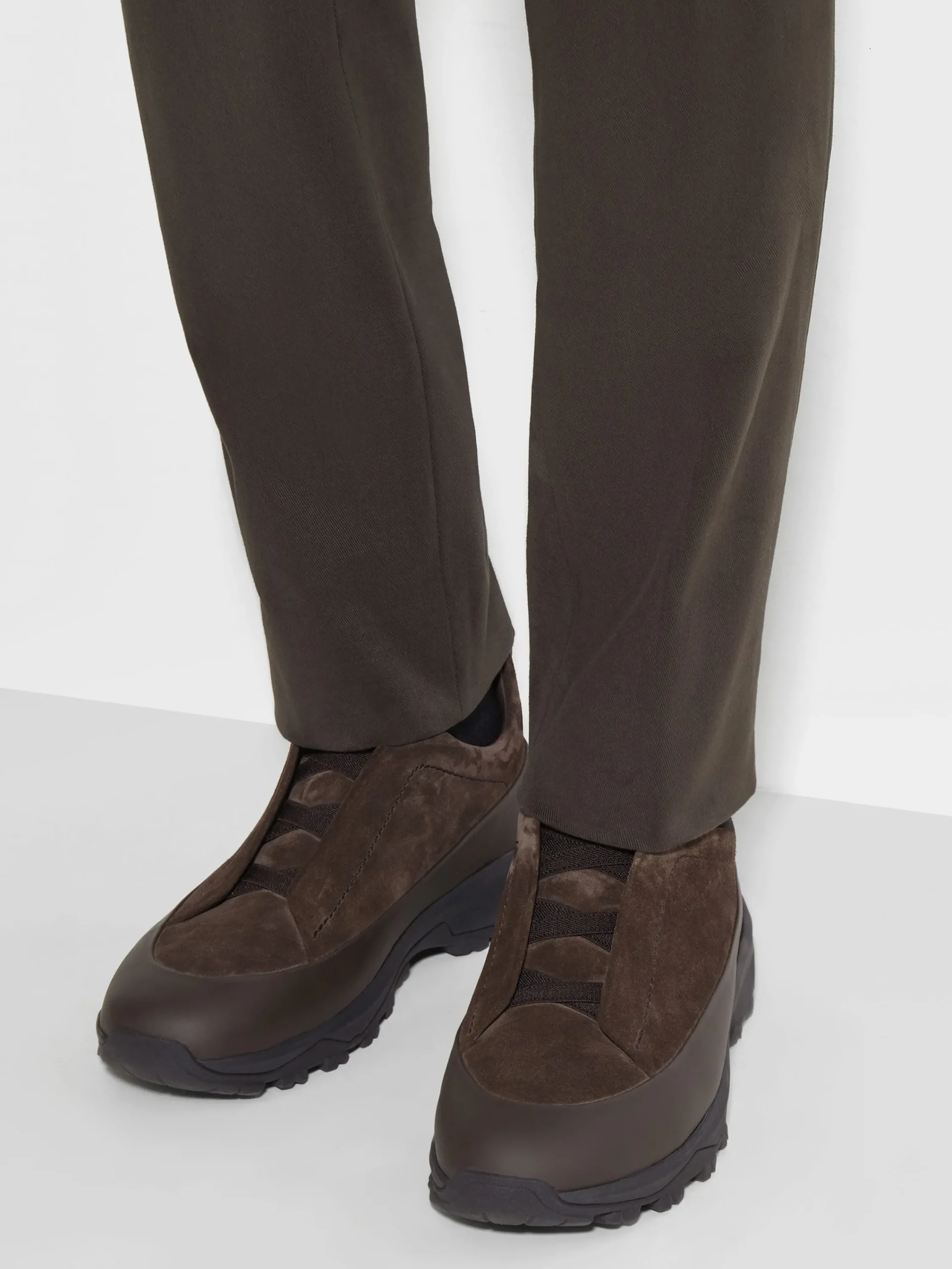 Travel In Style|Sneakers>ZEGNA Suede and Leather Triple Stitch™ Monte Sneakers Brown