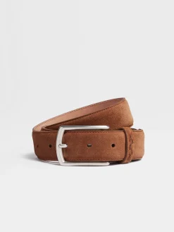 Small Gifts|Belts>ZEGNA Suede Belt Brown