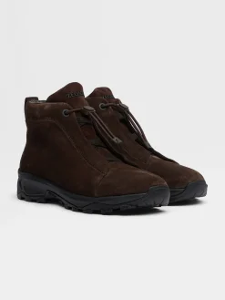 Travel In Style|Boots>ZEGNA Suede Triple Stitch™ Vetta Sneakers Brown