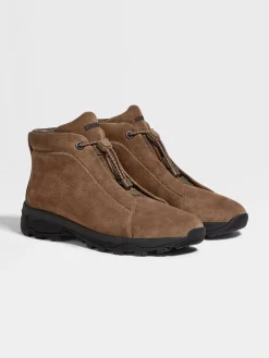Travel In Style|Boots>ZEGNA Suede Triple Stitch™ Vetta Sneakers Brown