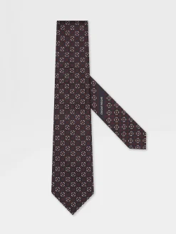 Ties And Bow Ties>ZEGNA CINQUE PIEGHE Silk Tie Burgundy