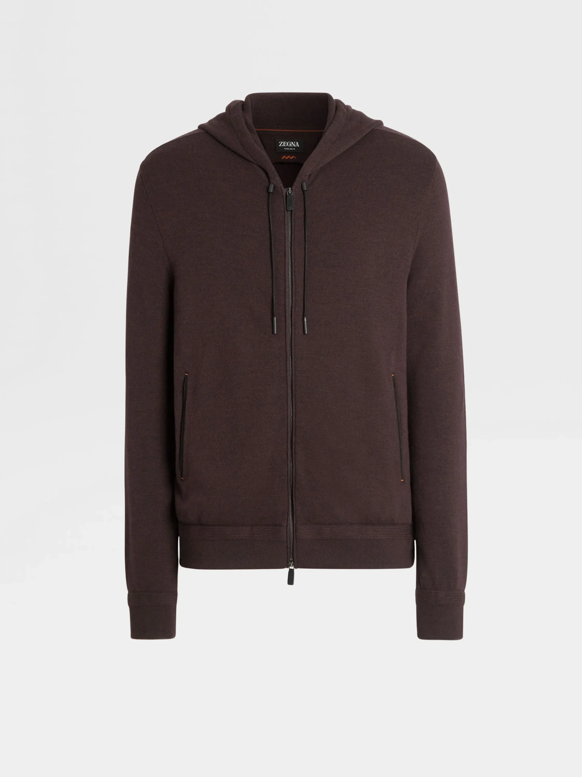 Joggers And Sweatshirts|Sweaters>ZEGNA 12milmil12 Wool Full Zip Hoodie Burgundy