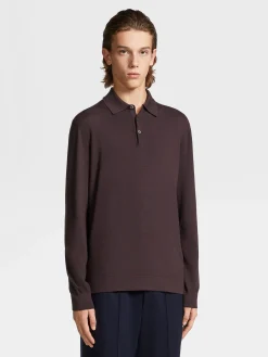 Sweaters>ZEGNA 12milmil12 Wool Polo Burgundy