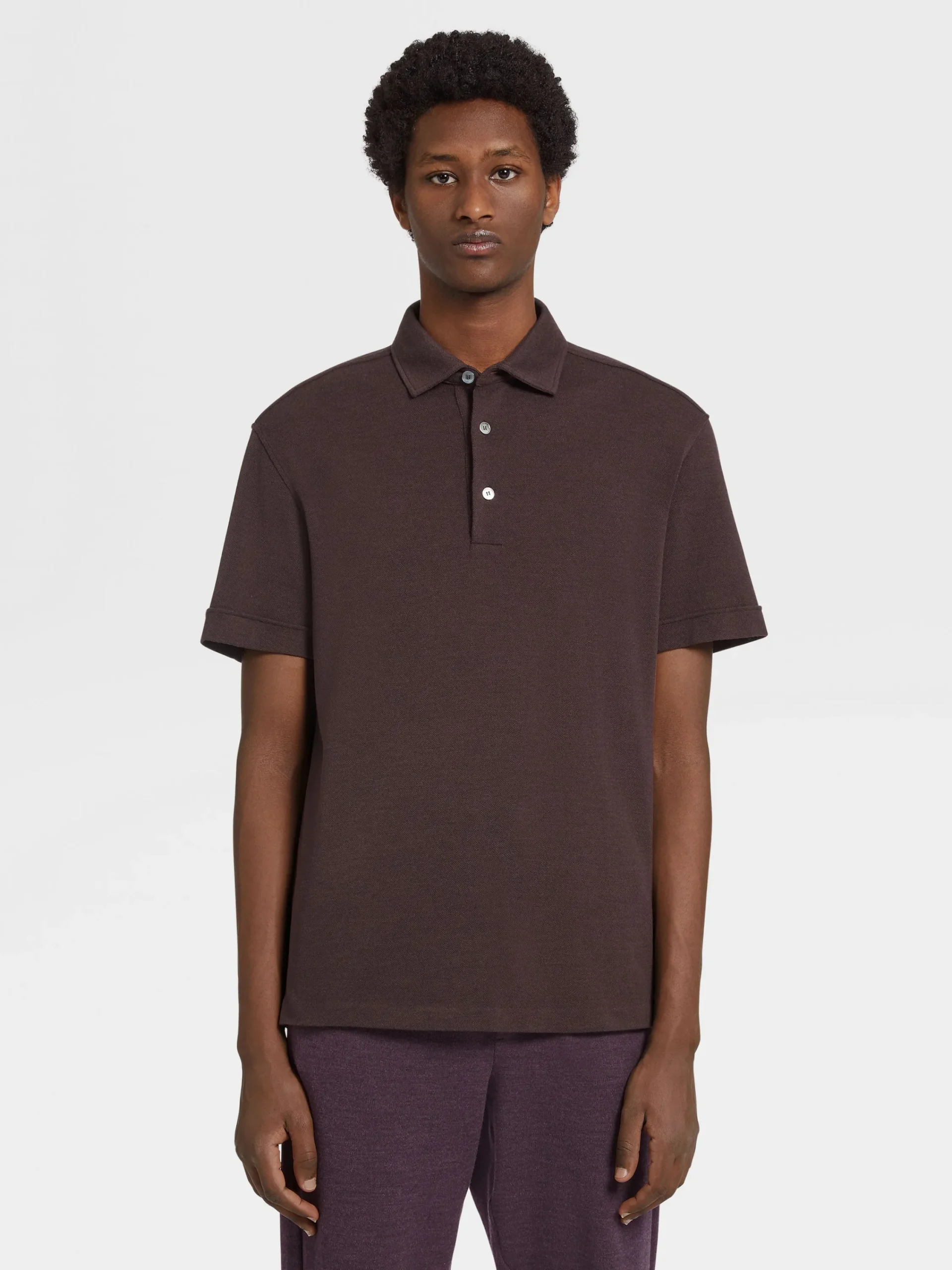 Polo Shirts>ZEGNA Burgundy Mélange 12milmil12 Wool Polo Shirt BurgundyMélange