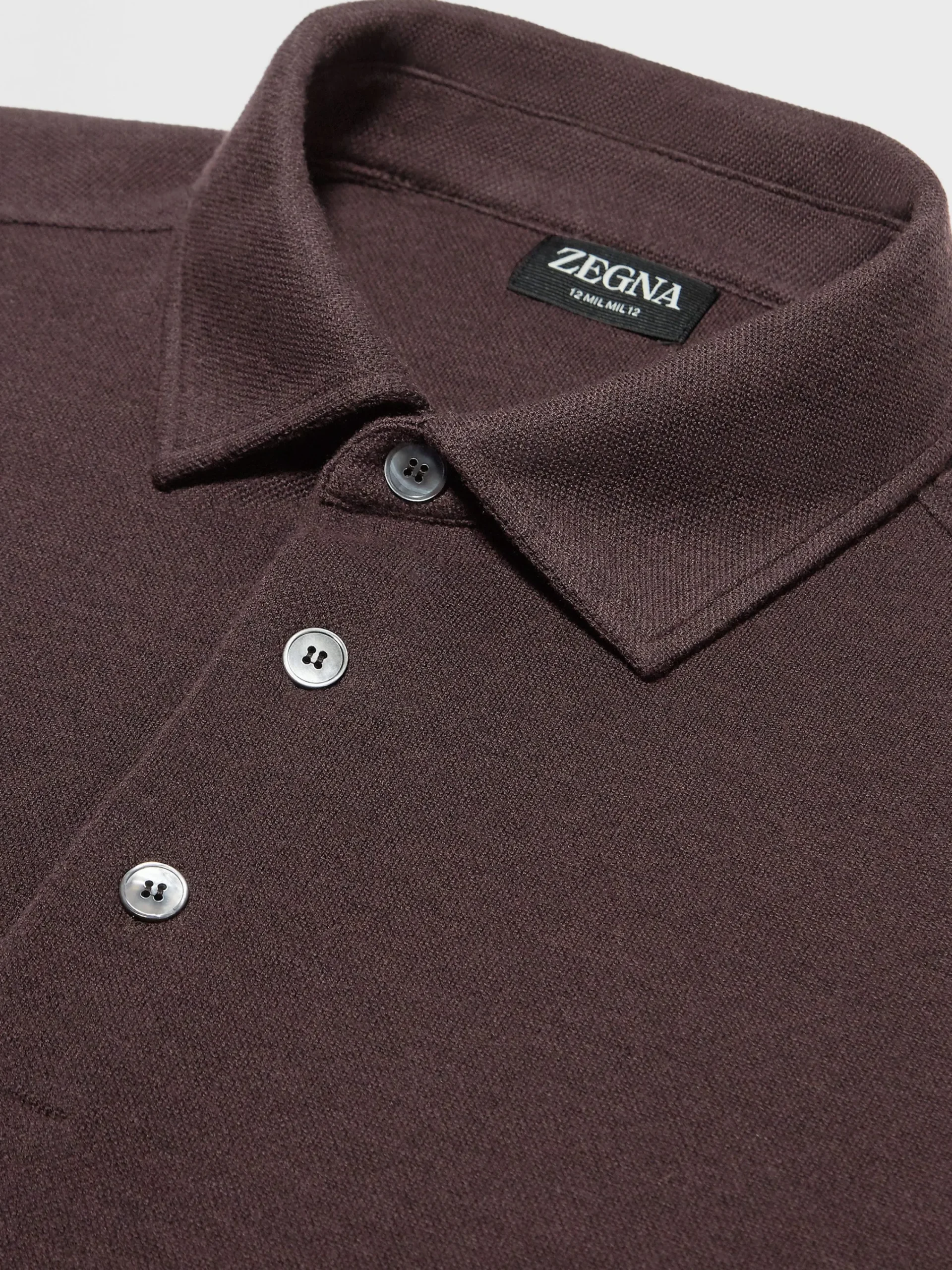 Polo Shirts>ZEGNA Burgundy Mélange 12milmil12 Wool Polo Shirt BurgundyMélange