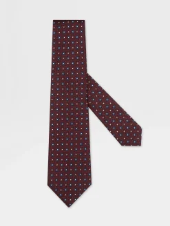 Ties And Bow Ties>ZEGNA Silk Tie Burgundy