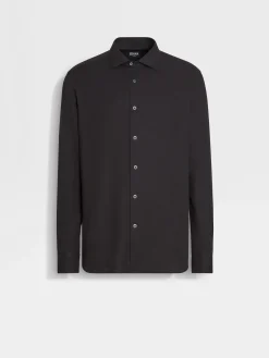 Shirts>ZEGNA Cashco Shirt Black