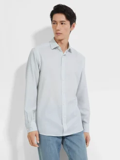 Shirts>ZEGNA Cashco Shirt LightBlue/OffWhite