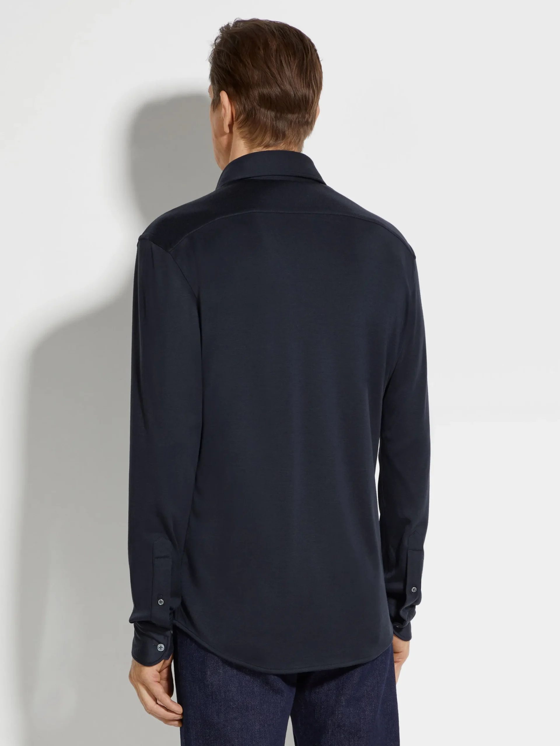 Shirts>ZEGNA Cashmere and Silk Shirt NavyBlue
