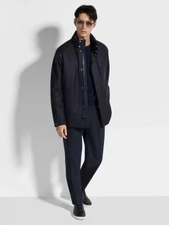 Jackets And Coats>ZEGNA Cashmere Field Jacket NavyBlue