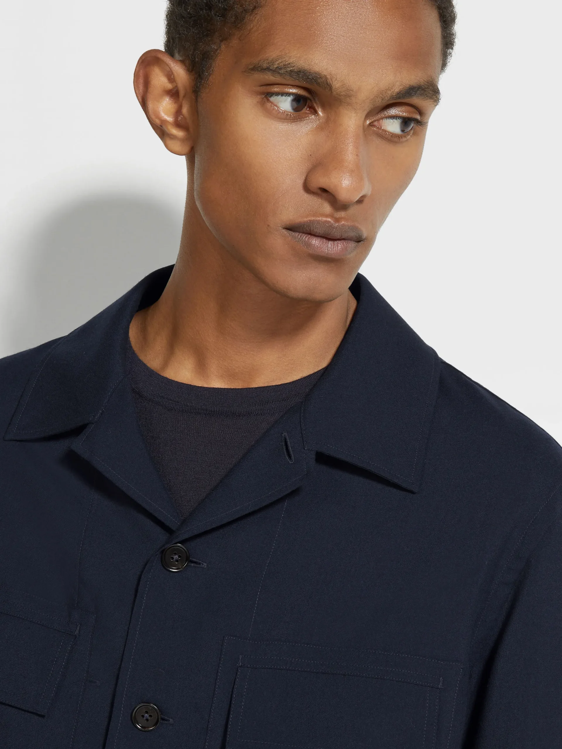 Overshirts And Chore Jackets>ZEGNA Cashmere Overshirt NavyBlue