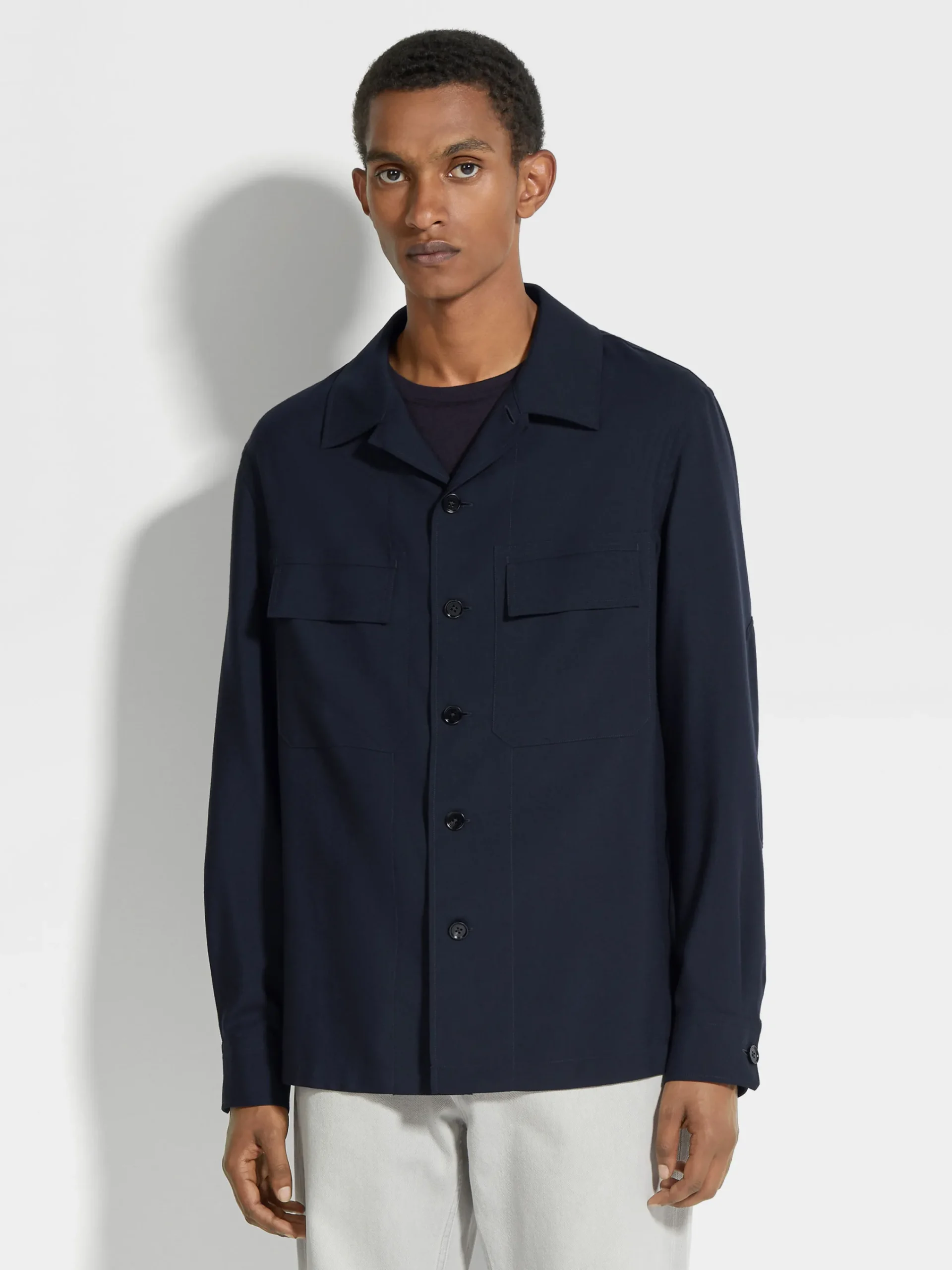 Overshirts And Chore Jackets>ZEGNA Cashmere Overshirt NavyBlue