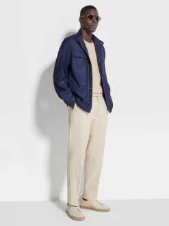 Jackets And Coats>ZEGNA Cashmere Silk and Linen Blouson InkBlue