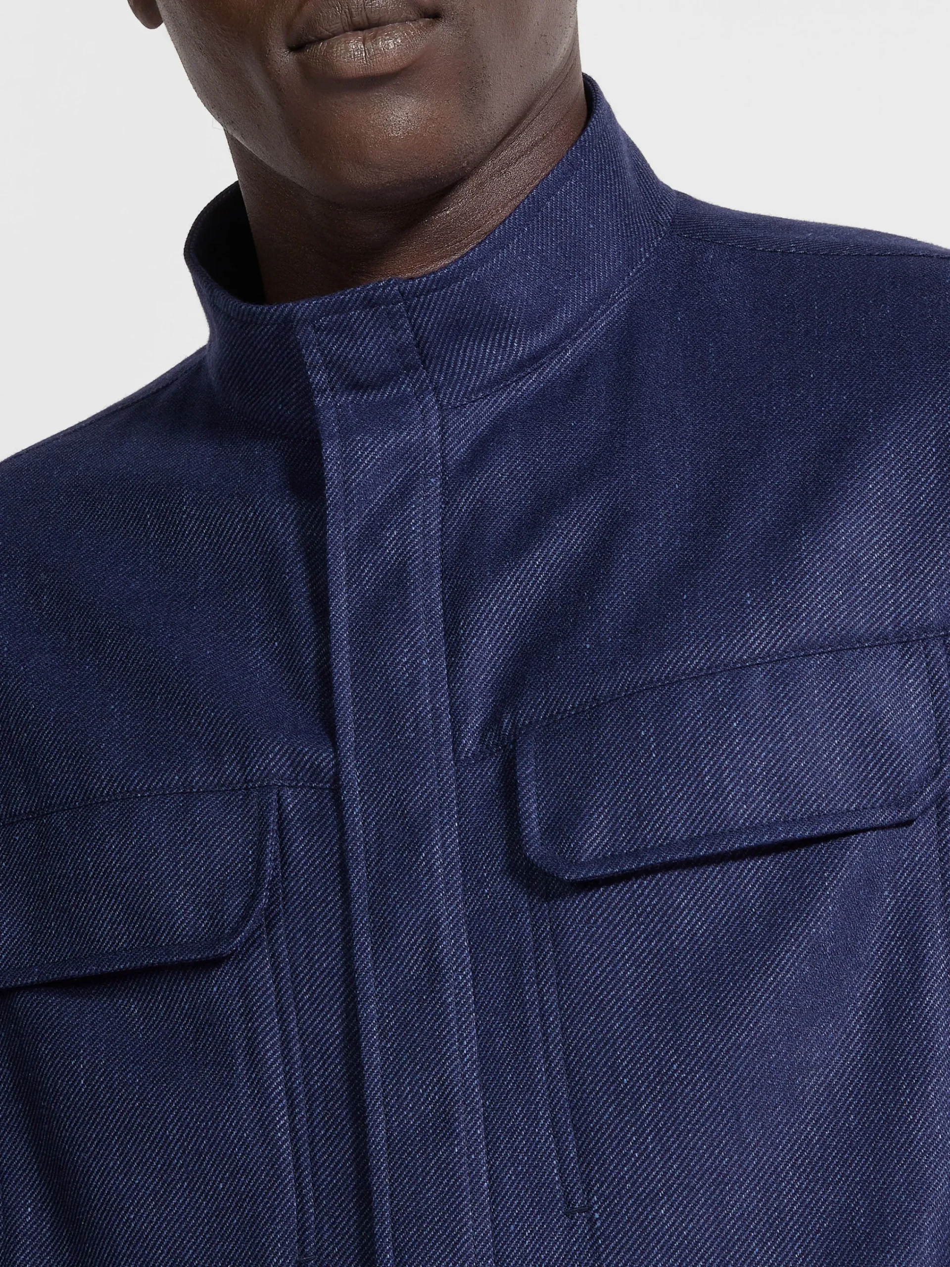 Jackets And Coats>ZEGNA Cashmere Silk and Linen Blouson InkBlue