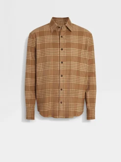 Shirts>ZEGNA Cotton Shirt DarkFoliage/LightBeige
