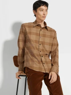 Shirts>ZEGNA Cotton Shirt DarkFoliage/LightBeige