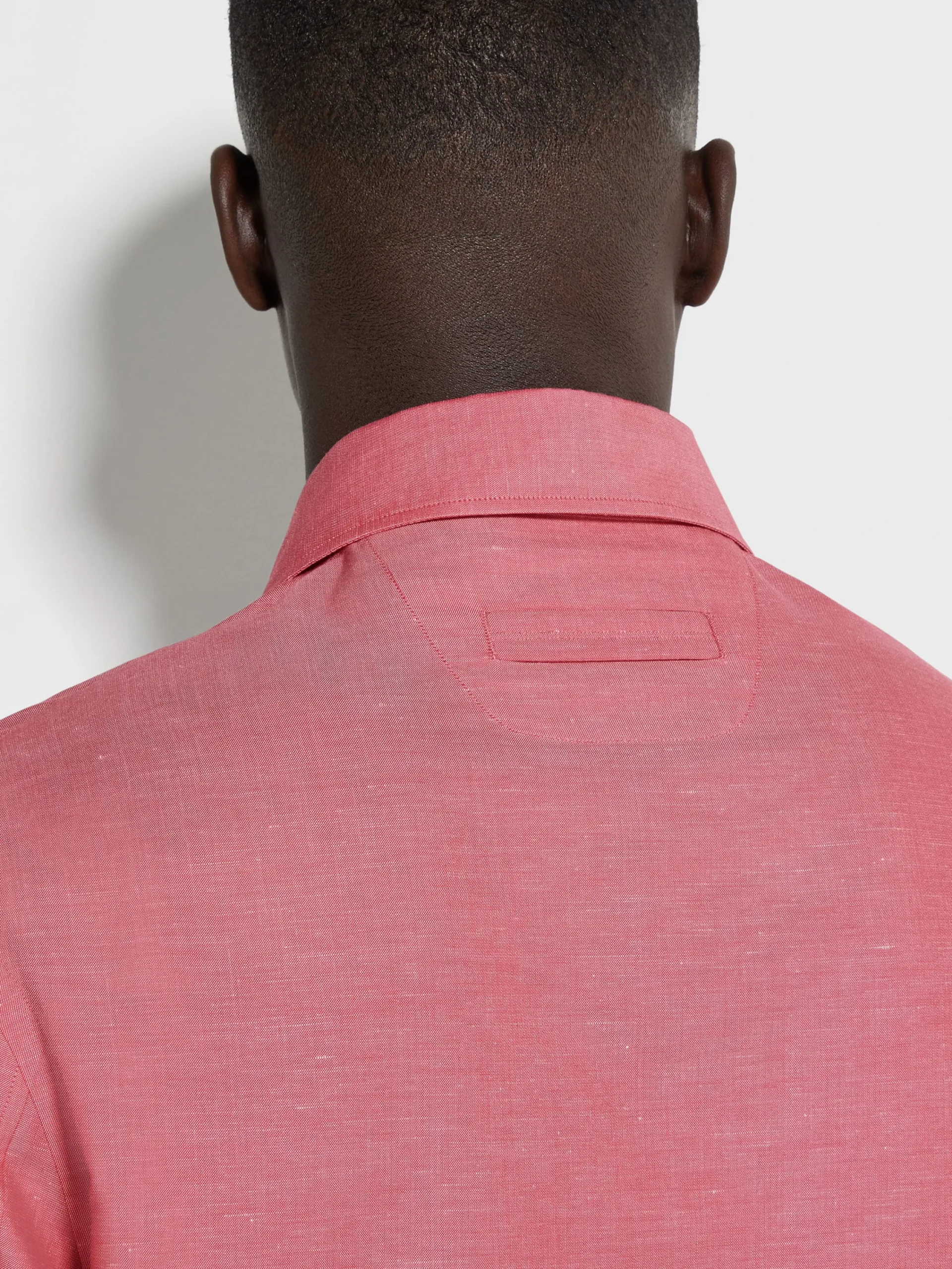 Resort Essentials|Shirts>ZEGNA Crossover Blend Cotton Linen and Silk Polo Shirt Fuchsia