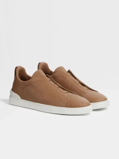 Sneakers>ZEGNA Dark Beige Triple Stitch™ SECONDSKIN Sneakers DarkBeige