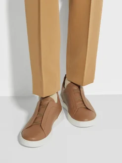 Sneakers>ZEGNA Dark Beige Triple Stitch™ SECONDSKIN Sneakers DarkBeige